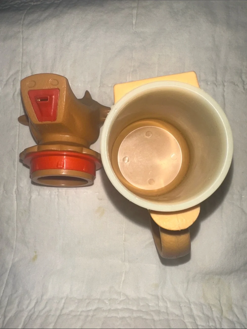 Vintage retro 90’s cream cow Plastic Pitcher - Tan and Cream mid century modern